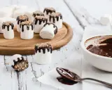Schokoladenüberzogene Marshmallows mit Streuseln, bereit zum Verzehr. So lassen sich Marshmallows wunderbar verwerten!