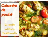 Colombo de poulet, ein traditionelles antillisches Gericht mit zarten Hühnerstücken, Karotten, Zucchini und roten Paprika in einer würzigen Brühe.