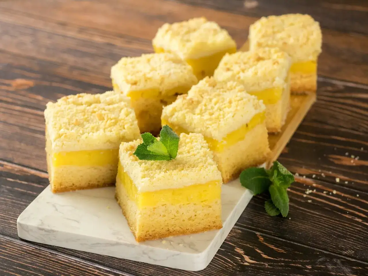 Saftige Kuchenst&uuml;cke mit cremiger Puddingf&uuml;llung und Streuseln. Ein wahrer Genuss, der beste Pudding-Kuchen!